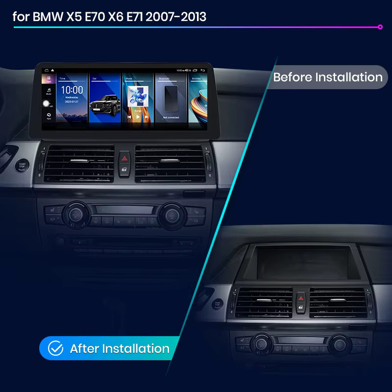 Junsun Wireless Carplay und Android Auto Autoradio für BMW X5 E70 und X6 E71 (2007-2014) mit 12,3 Zoll Display, 4G, WiFi und GPS in Schwarz - Bild 2