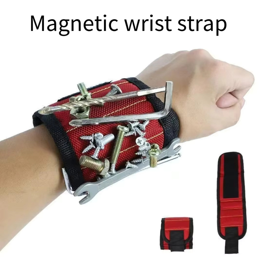 Magnetisches Armband in Schwarz als Handgelenk-Werkzeughalter für Schrauben, Nägel und Bohrer - Bild 2