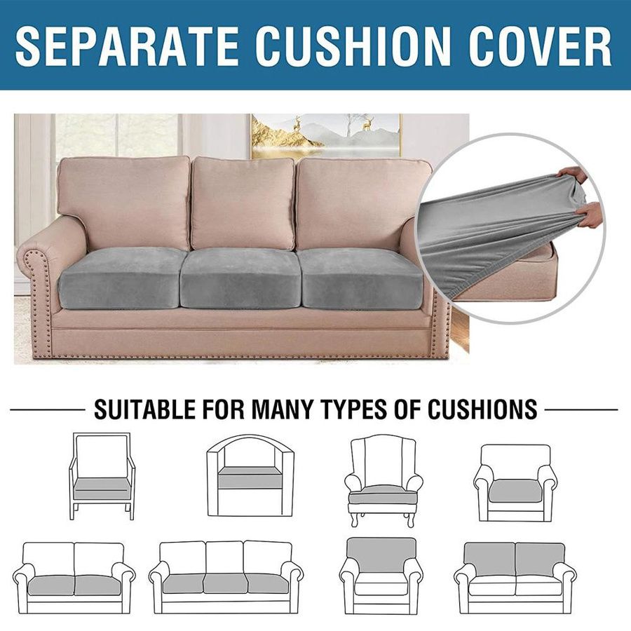 BRHUIXUE Samt-Stretch-Sofa-Kissenbezug aus Polyester, elastischer Schonbezug für dein Sofa in Normal Size (S) - Bild 3