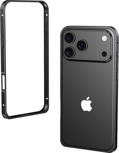 Stoßfeste Metall-Handyhülle mit Luxus-Legierungsrahmen für Apple iPhone 17 16 15 14 13 12 Pro Max Plus in Schwarz - Bild 1