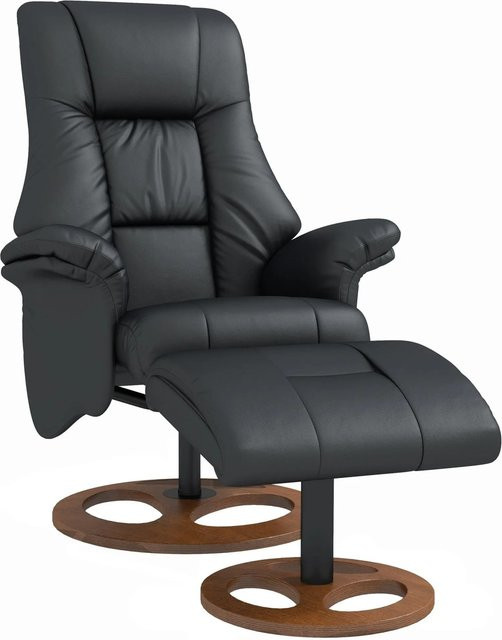 HOMCOM Relaxsessel mit Hocker in Schwarz aus Kunstleder, 130 Grad neigbar, B/T/H: 77 x 89 x 110 cm - Bild 1