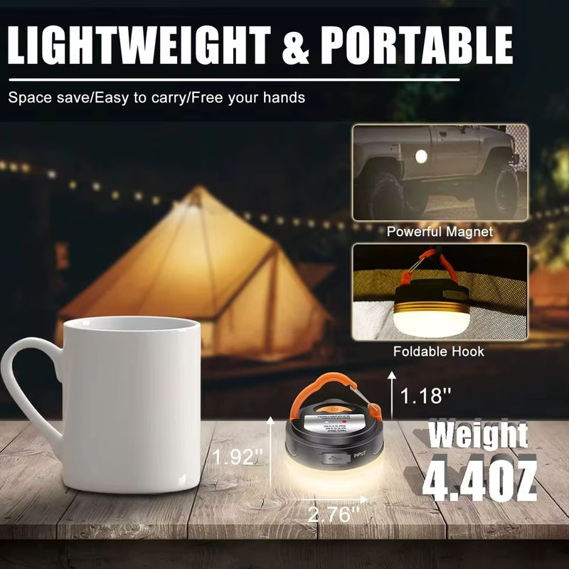 XIWANGFIRE Magnetische LED-Campinglampe in Schwarz, USB-aufladbare tragbare Outdoor-Leuchte für Notfälle und Camping - Bild 6