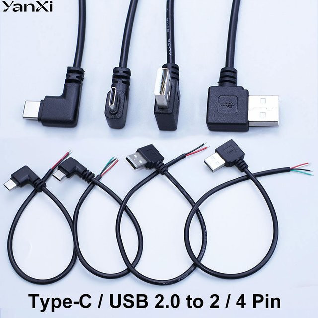 YanXi USB-C Winkelstecker Datenkabel zum DIY-Ladeanschluss in Schwarz - Bild 1