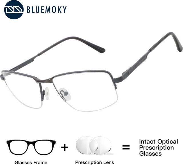 BLUEMOKY Korrektionsbrille, randlos, quadratisch, Metall, Herren - Bild 1