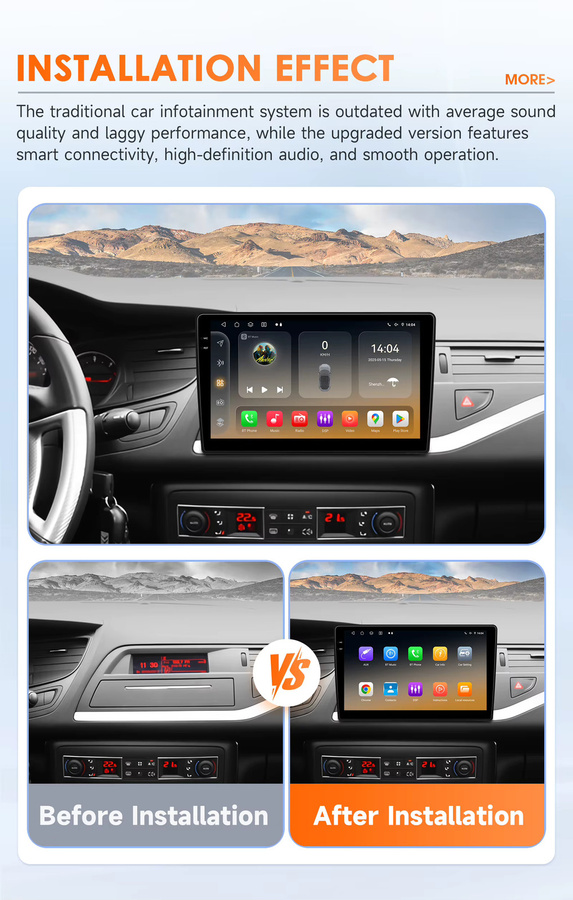 Hizpo Android Auto Autoradio für Citroen C5 2008 - 2017 mit 10,1 Zoll Display, Snapdragon 6115, Navigation GPS, 4G, Bluetooth, CarPlay und 360 Grad Kamera in Schwarz - Bild 2