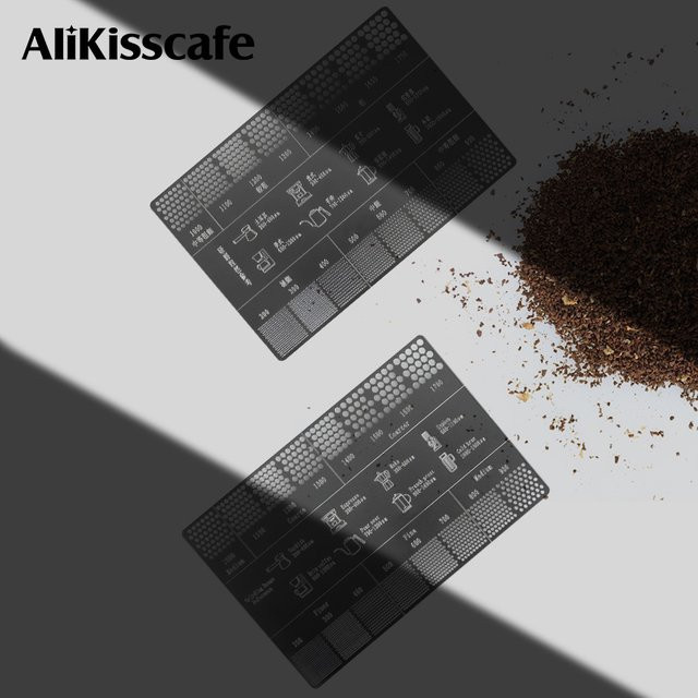 ALIKISSCAFE Kaffeepulver Mahlgrad Referenzkarte aus Edelstahl für Espresso Maschinen und Barista Zubehör - Bild 1