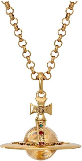 Vivienne Westwood Halskette, Messing, Gold, Kristall, Unisex - Bild 1