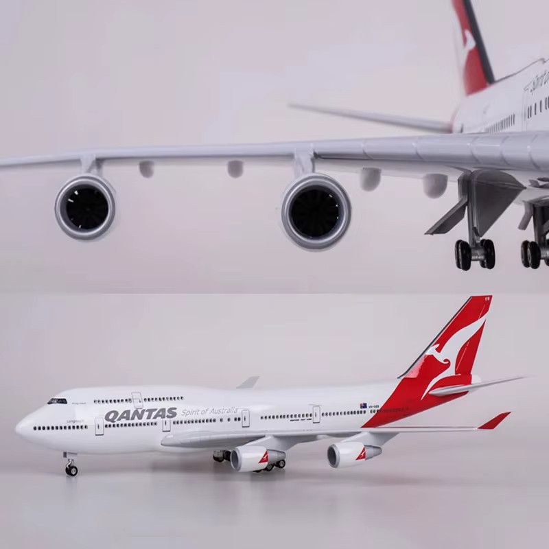 ZOCO Flugzeugmodell Druckgussharz Maßstab 1:85 mit Lichtern und Rädern, Australian Airlines und Qantas Serie (B787/B747/A380/B737), Länge: 47 cm - Bild 2