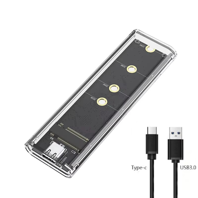 ROUHONG M.2 NGFF/NVME zu USB 3.0 Typ-C Mobiles Festplattengehäuse für SATA SSD, 5Gbps, Transparent - Bild 4