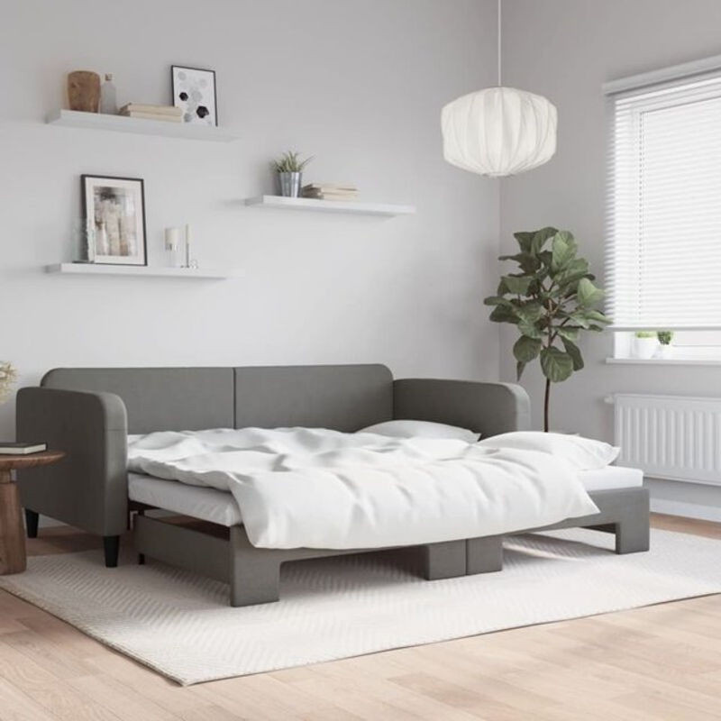 Ausziehbares Funktionsbett vidaxl in Anthrazit aus Stoff und Metall, B/T/H: 200 x 100 x 75 cm - Bild 1