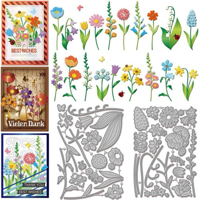 Wildblumen Overlay Stanzformen für Scrapbooking und Kartenherstellung, Mehrfarbig - Bild 1