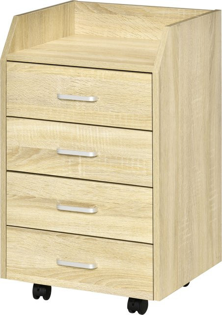Vinsetto Rollcontainer Büro Aufbewahrung mit 4 Schubladen von Aosom in Natur, B: 36 cm, T: 40 cm, H: 65 cm - Bild 1