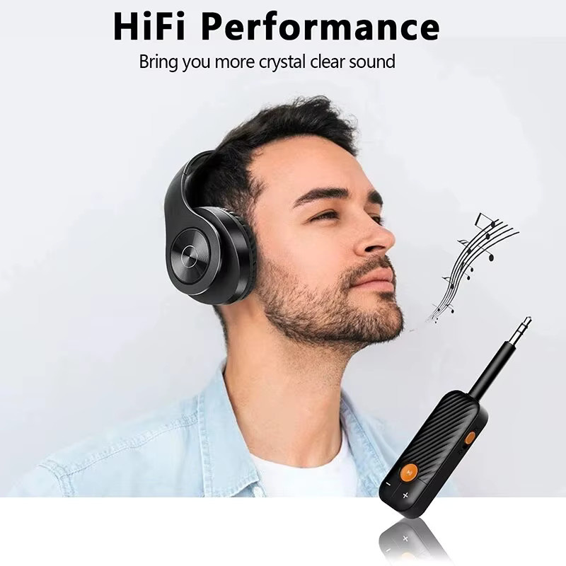 Mrgabwte Bluetooth 5.2 Audio-Empfänger und Sender in Schwarz mit 3,5 mm Klinkenanschluss und Mikrofon für Kopfhörer, TV, Auto und Lautsprecher - Bild 3