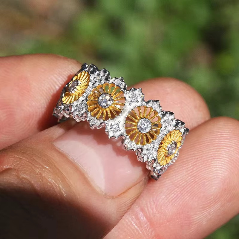 Huitan Daisy Design Ring, Bicolor, Zirkonia, Damen, Verlobung - Bild 3