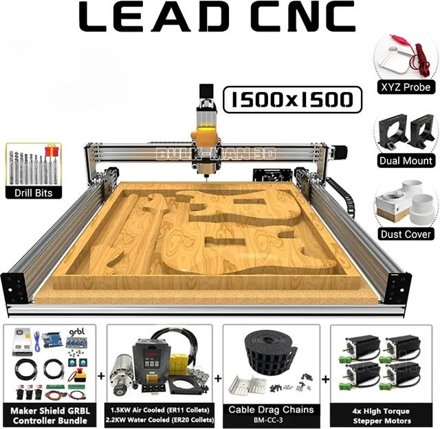 BulkMan 3D Lead CNC-Fräsmaschine Komplettset mit Maker Shield GRBL-Steuerung 4-Achsen-Holzgraviermaschine B/T/H: 150 x 150 x 150 cm - Bild 1