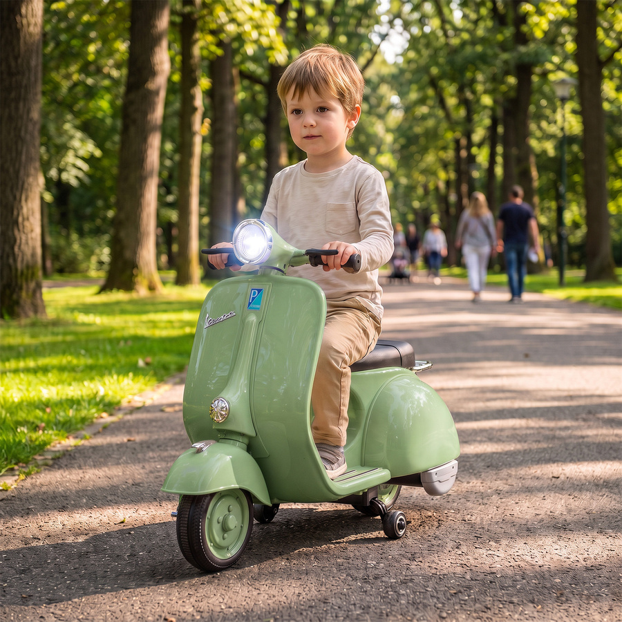 Aosom Elektro Motorrad Kinder, mit Stützrädern, Musik, USB, ab 3 Jahre, Grün - Bild 2
