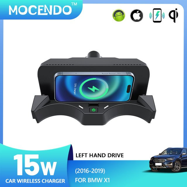 MOCENDO Kabelloses 15W Schnellladegerät für BMW X1 F48 F49 und X2 F39 (2016-2019) in Schwarz - Bild 1