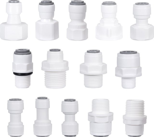 10er Set Adhere To Fly Gerade RO Wasser Fitting Kupplung Männlich Weiblich mit 1/4 und 3/8 Zoll Gewinde Weiß für Umkehrosmose Wasserfilter Anschlüsse - Bild 1