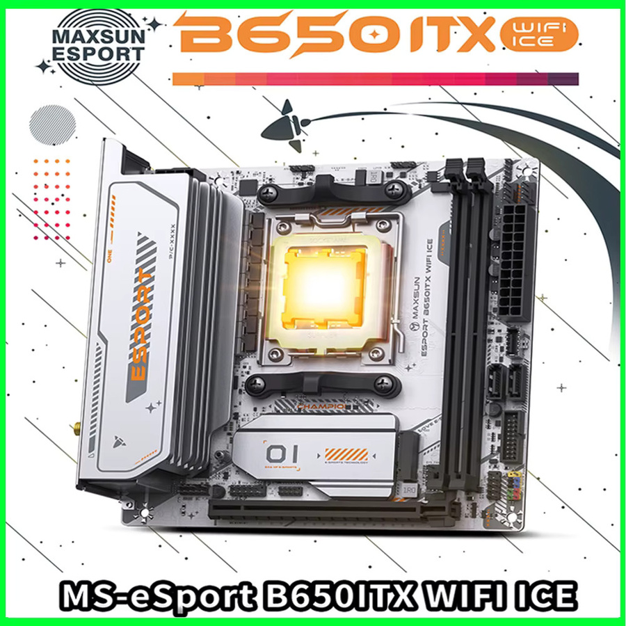 MAXSUN B650M Motherboard Mini-ITX für AMD Ryzen AM5, DDR5, PCIe 5.0, ARGB, WiFi 6, Weiß - Bild 2