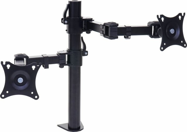 Zweiarmiger Monitorhalter MCW-D38 in Schwarz, schwenkbar, neigbar und drehbar, VESA 75x75 mm oder 100x100 mm, belastbar bis 9 kg - Bild 1