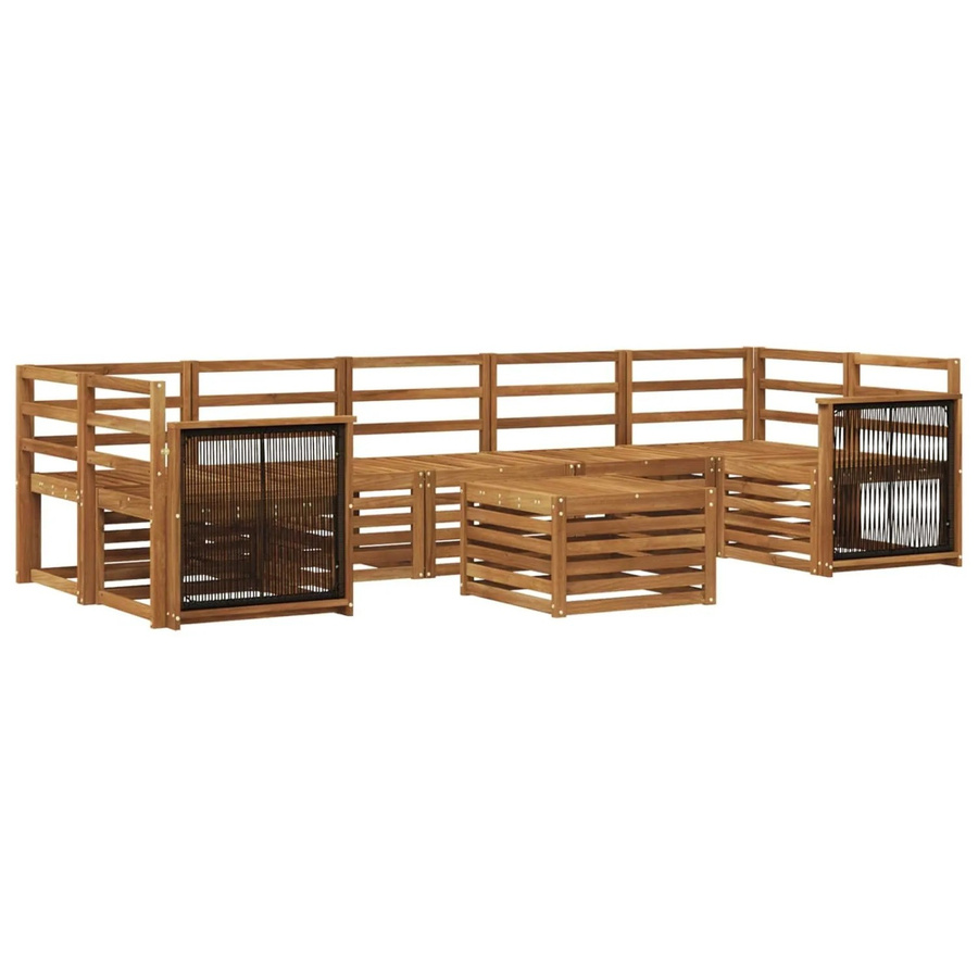 vidaXL Outdoor-Sofagarnitur aus Massivholz Akazie in Braun, 8-teiliges Set im U-Shape mit Latten-Design - Bild 2