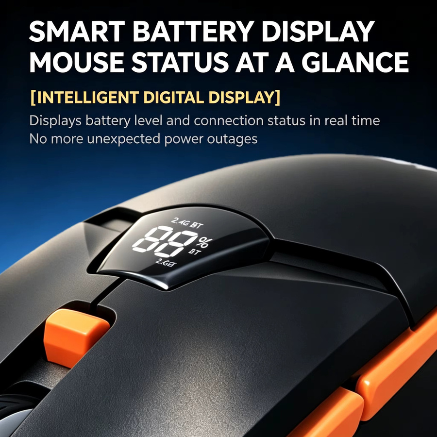 RESAUDGINE Kabellose Maus mit Bluetooth und 2,4G, ergonomisch, geräuscharm, wiederaufladbar, einstellbare DPI, in Schwarz oder Grau - Bild 2