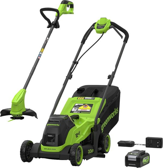 Greenworks Akku-Rasenmäher und Rasentrimmer-Set Gen 2 Schwarz-Grün 24 V - Bild 1