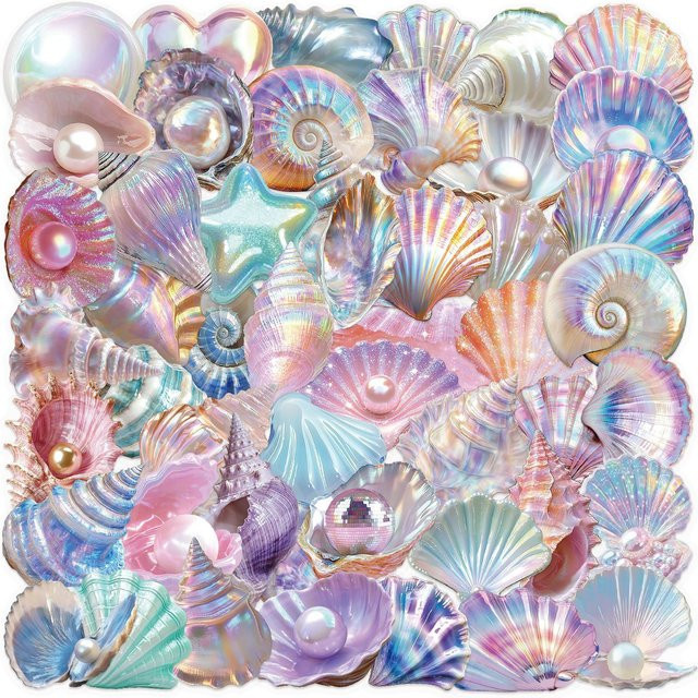 50 oder 100 Stück Wasserdichte Transparente PET Cartoon Aquarell Shell Aufkleber für DIY Dekoration von Stifthaltern, Notebooks und Schreibwaren in Multicolour - Bild 1