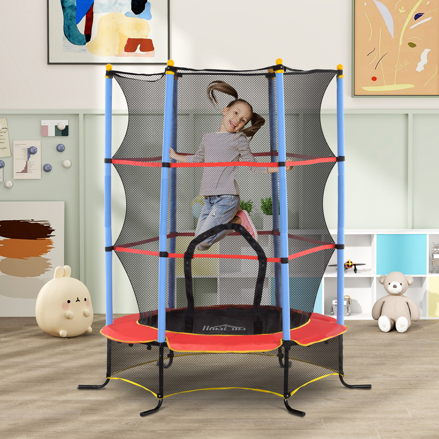 Aosom Kindertrampolin, Sicherheitsnetz, Schwarz Rot Blau, ab 3 Jahre - Bild 2