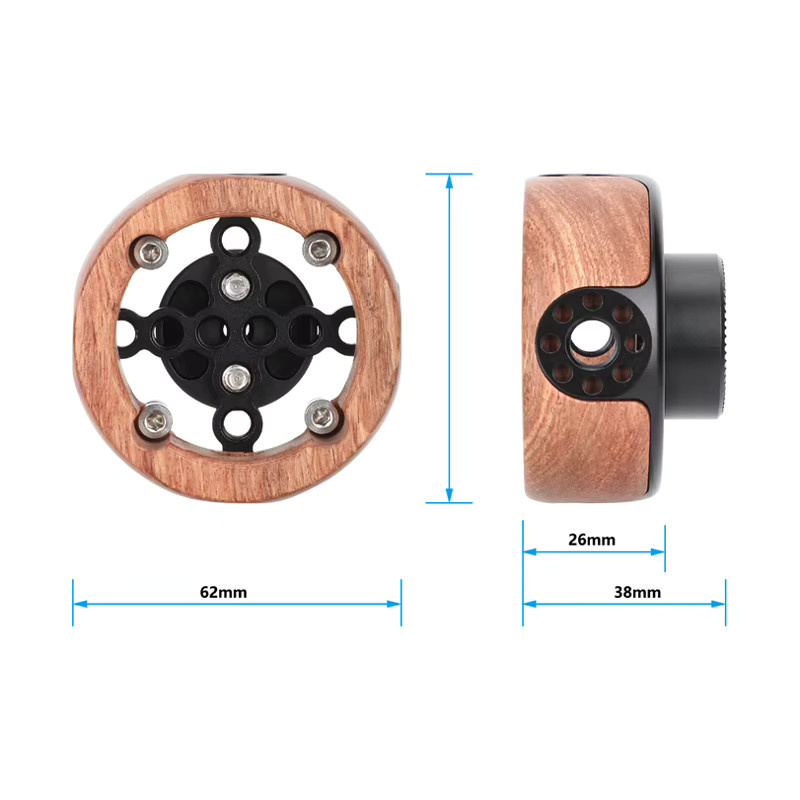 Camvate Arri Holz Handgriff rund mit M6 Innengewinde und Rosettenhalterung für Kamera Käfig Rig in Braun - Bild 4