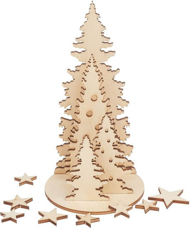 Holz-Steckmotiv Tannentrio von Creativ Company in Beige aus Sperrholz für die Weihnachtsdekoration
