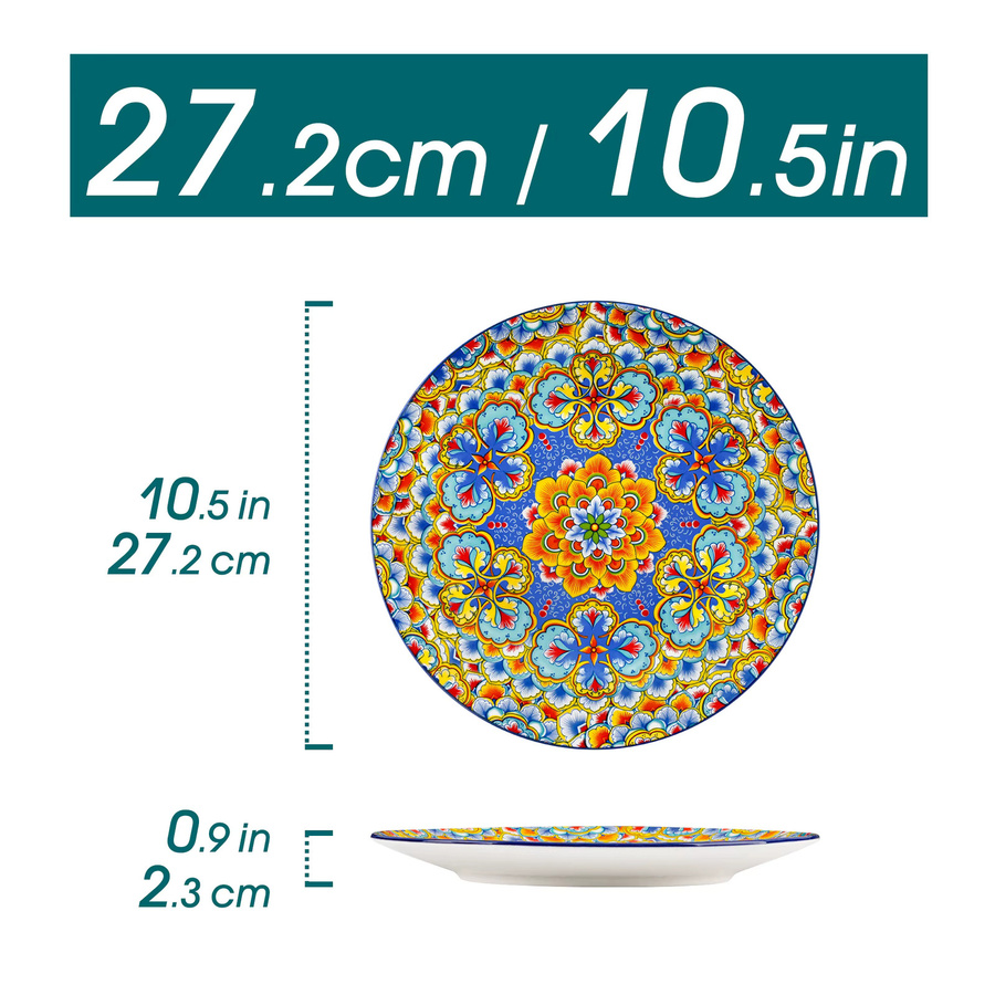 vancasso Keramik Geschirrset im Bohemian-Stil mit Tellern, Suppenschüsseln und Desserttellern, Mehrfarbig, Floral - Bild 2