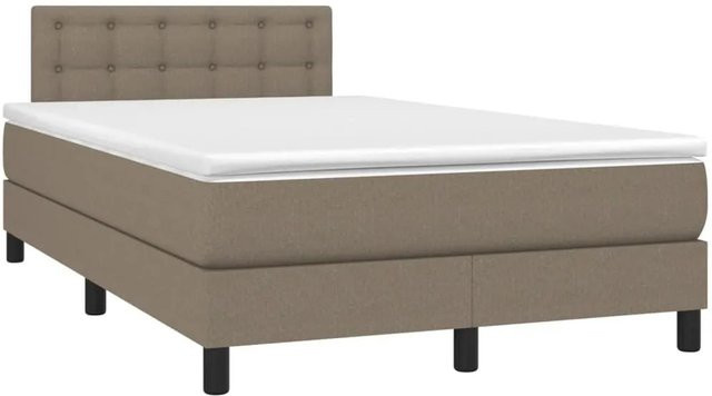 vidaXL Boxspringbett mit Matratze in Beige, Hybrid-Bett mit LED-Unterbettbeleuchtung und USB-Anschluss, B/T: 120 x 200 cm - Bild 1