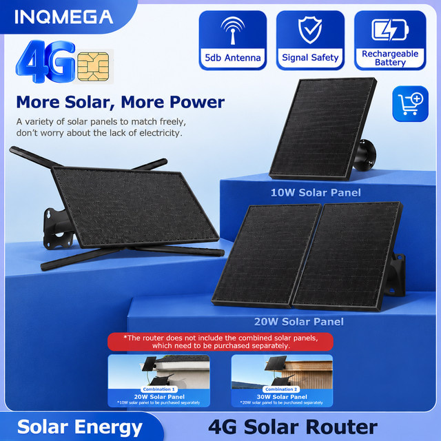 INQMEGA 4G Solar-Router mit Solarpanel, 20100 mAh Akku, wasserdicht, Schwarz - Bild 1