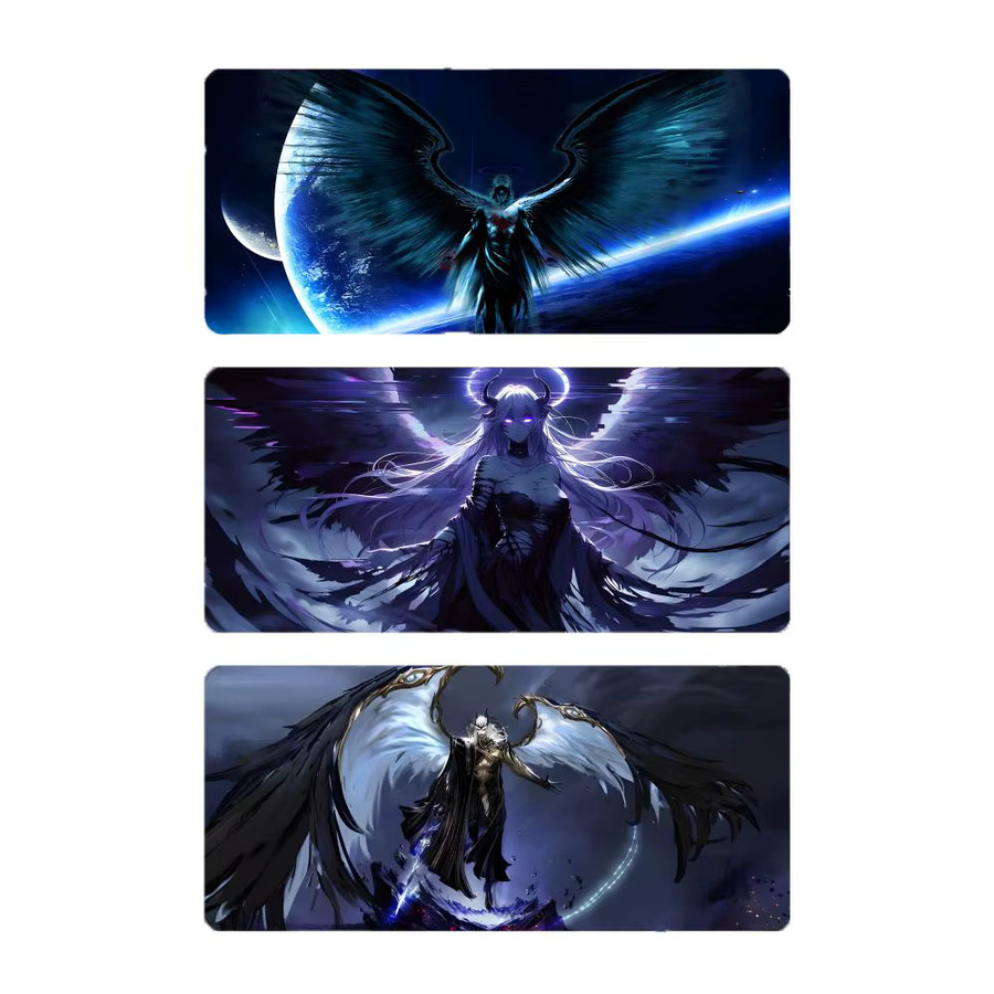 Theme Dark D-Dark Angel Gaming-Mauspad in Schwarz mit genähten Kanten und verdickter Schreibtischunterlage für deinen PC - Bild 1