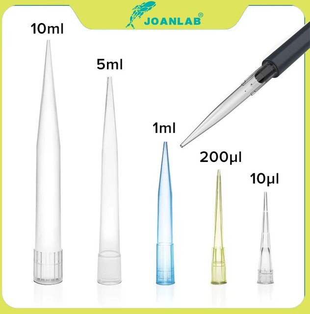 JOANLAB Universal Pipettenspitzen aus Kunststoff, transparent, für Volumina von 10ul bis 10ml - Bild 1