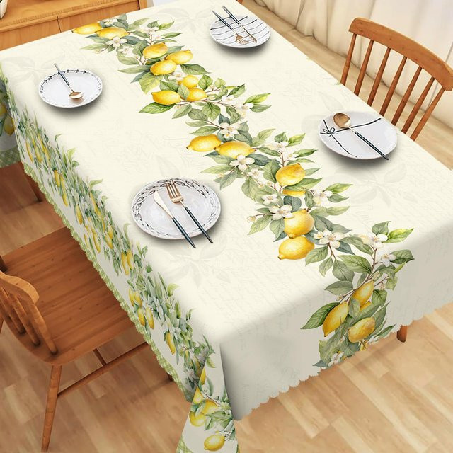 JMG Household Supplies Tischdecke Sommer Zitrone Floral Büffelkaro in Grün und Multicolour, B/T: 100 x 160 cm - Bild 1