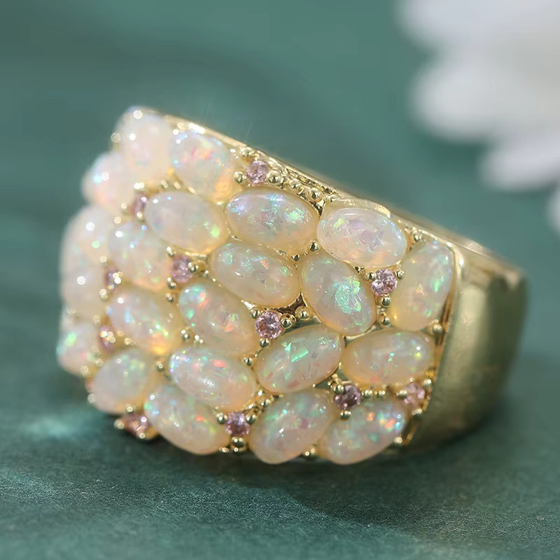 YoYo Ring, vergoldet, Opal, Damen, Vintage - Bild 2