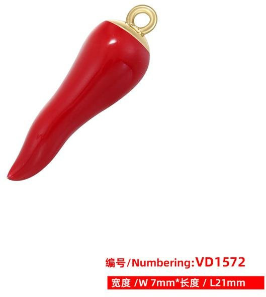 Anhänger Rote Paprika Emaille, Messing, Damen - Bild 1