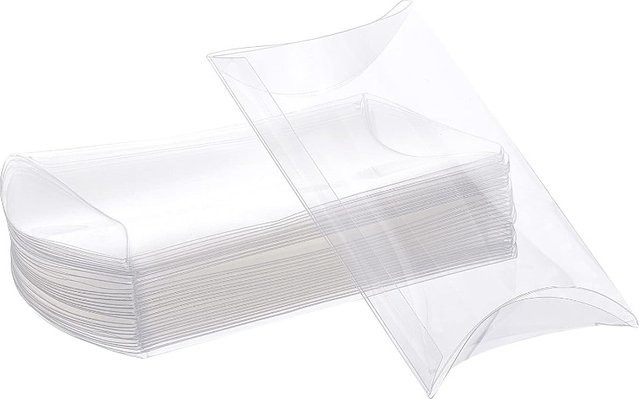 30 Stück transparente PVC Kissenboxen aus Kunststoff für Süßigkeiten und Geschenke, B/T/H: 5,5 x 3,3 x 1,2 cm - Bild 1
