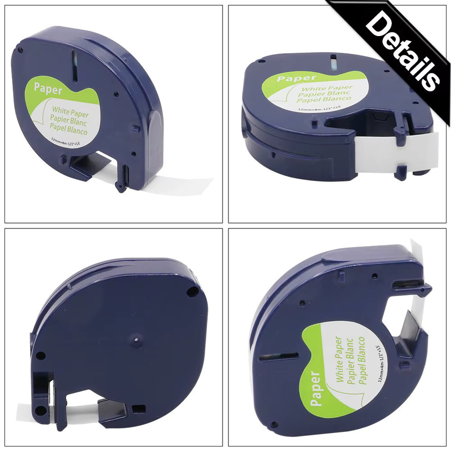 Dymo LetraTag Nachfüllpackung 91331 Weißes Kunststoff-Etikettenband für LT-100H, Breite: 12 mm, Länge: 4 m - Bild 2