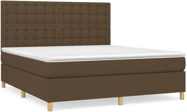 vidaXL Boxspringbett mit Matratze Dunkelbraun B/T/H: 180 x 200 x 128 cm - Bild 1