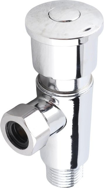 Koogeelife Spülventil mit Hand-Druckknopf aus Zinklegierung in Weiß und Silber für Toiletten-Reparatursets, Anschluss 1/2 Zoll - Bild 1