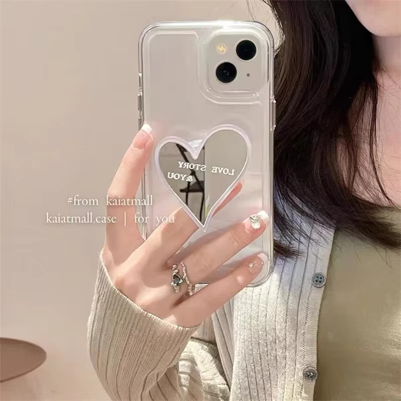 INS Süßer Frucht-Make-up-Spiegel und Handyhalterung in Herz-Design für iPhone, Multicolor - Bild 2