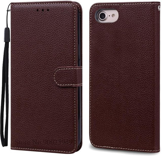 Luxus Brieftasche Hülle für iPhone 6 6S 7 8 Plus aus weichem Silikon-Leder in Kaffeebraun - Bild 1