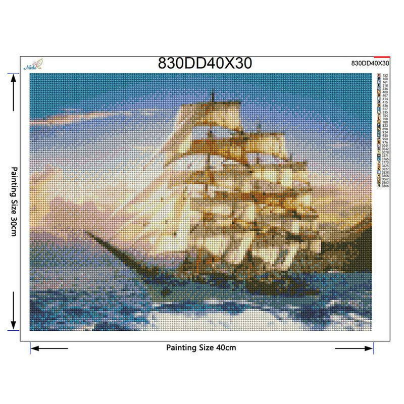 FIYO Diamond Painting Set Landschaft mit Segelboot DIY Motiv B/H: 30 x 20 cm, Mehrfarbig - Bild 2