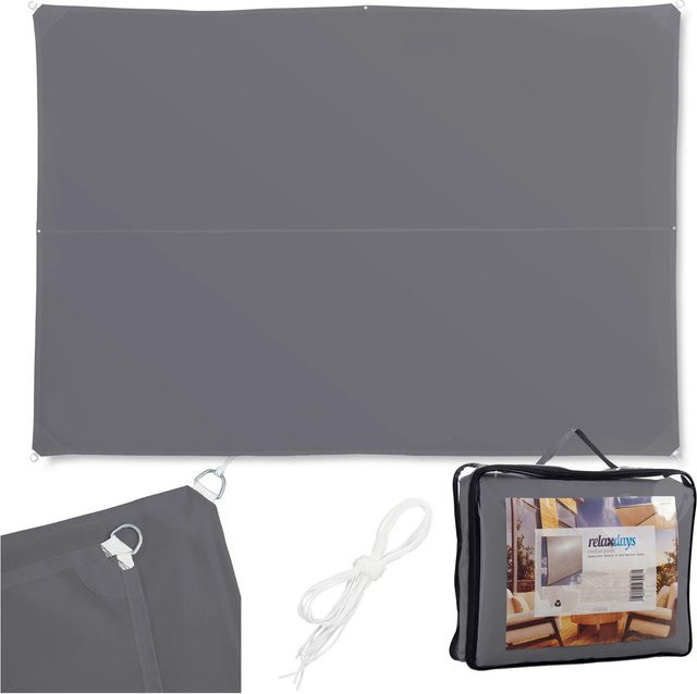 Relaxdays Sonnensegel aus Polyester mit Edelstahl-Ösen in Grau, B x B: 3 x 4 m - Bild 1