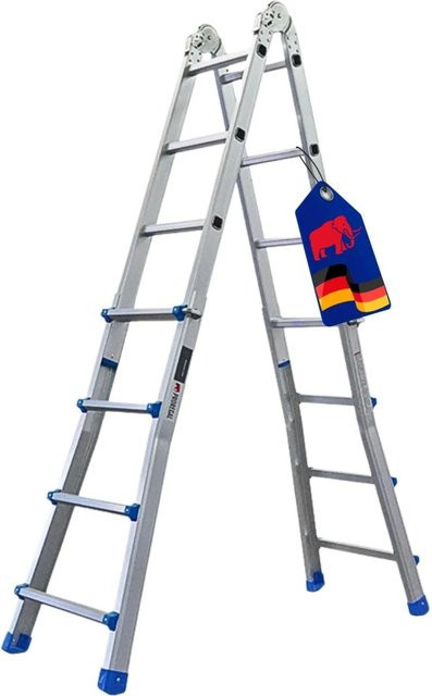 PROREGAL Apollo 3-in-1 Aluminium-Mehrzweckleiter in Silber mit 4x4 Sprossen und bis zu 4 m Höhe, Traglast 150 kg - Bild 1