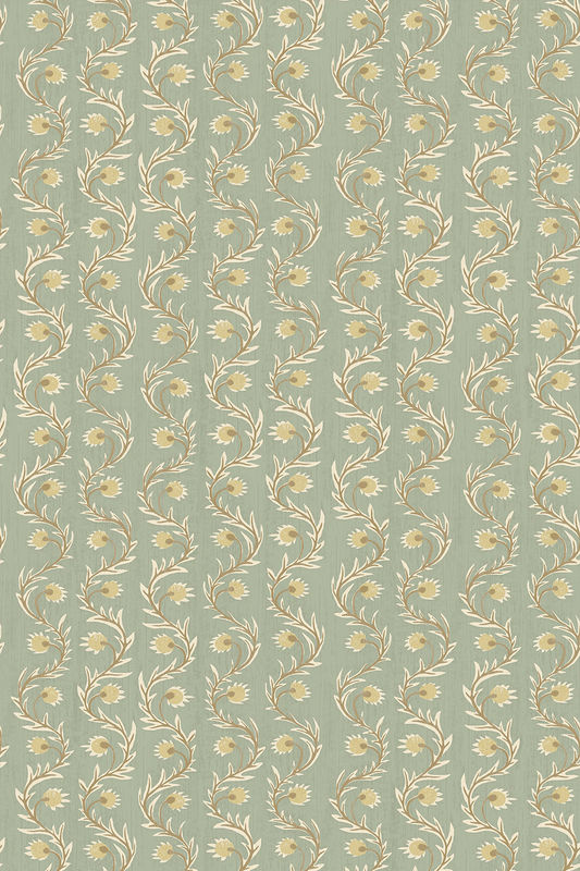 Josephine Munsey Tapete Rubia Soft Aqua mit floralem Art Nouveau Design in Blau Grün Beige und Gelb - Bild 2