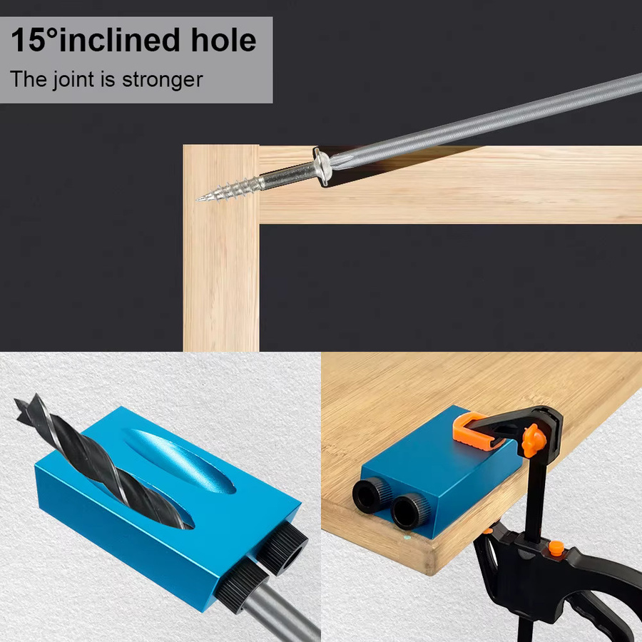 NICEYARD 15 Grad Taschenloch-Jig-Set mit Bohrer-Set und Locher in Blau für die Holzbearbeitung - Bild 4